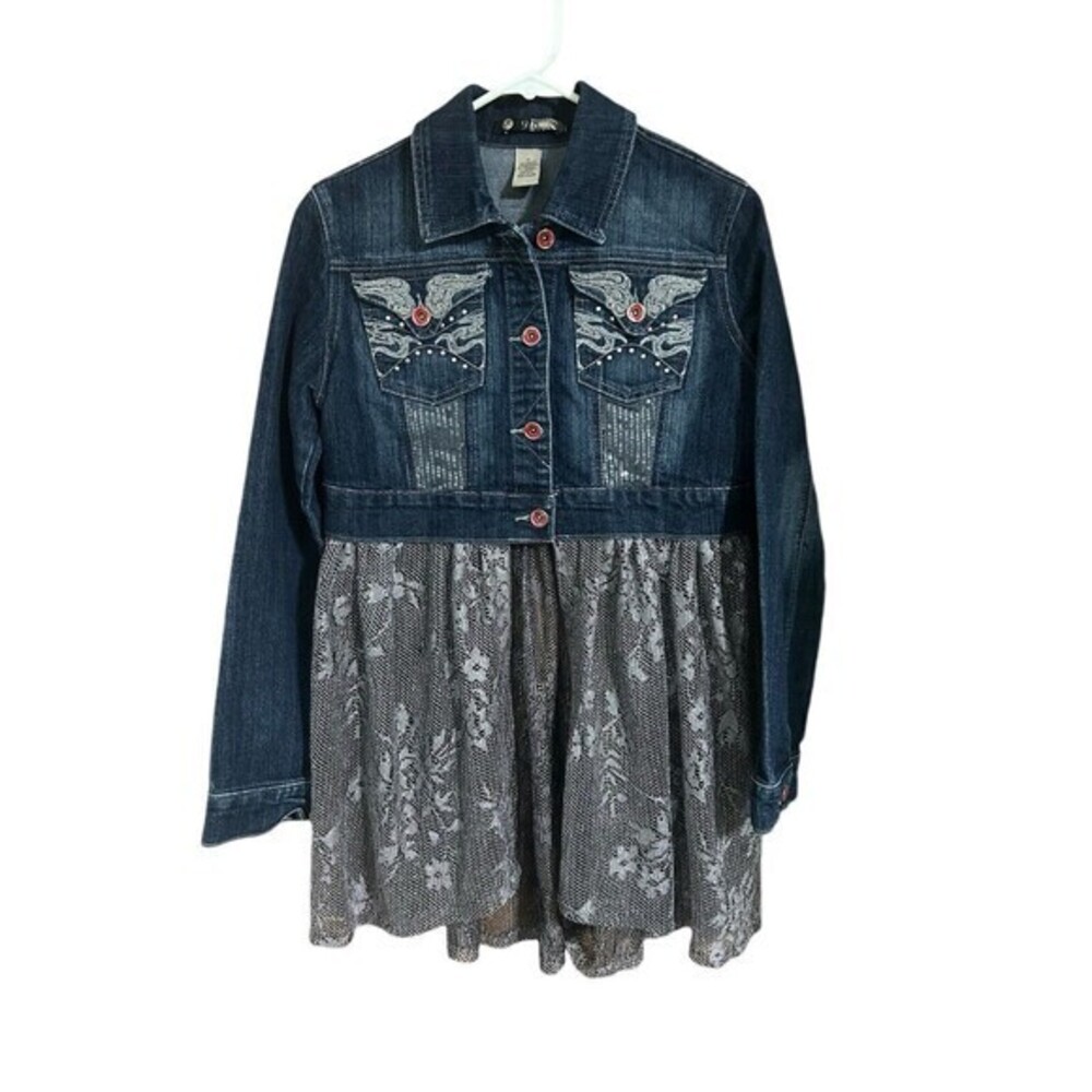 98 Ninty-eight Art To Wear Bling Western Rockstar WOMANS JEAN Skirt JACKET